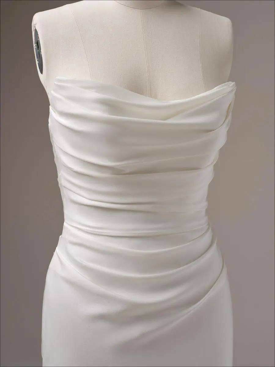 Maggie Sottero "Rhoda" Modern Satin Wedding Dress sold by Terry costa product image thumbnail 3