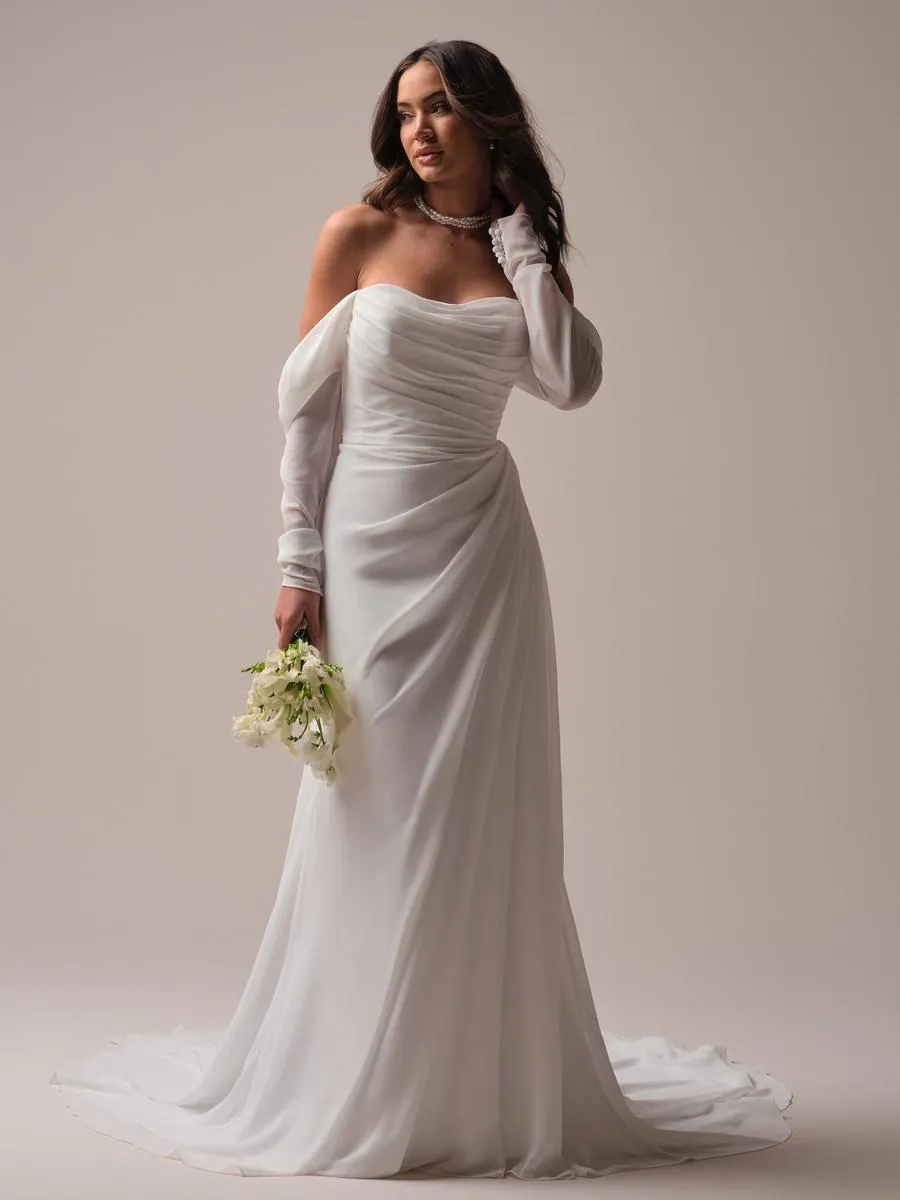 Rebecca Ingram "Francesca" Whimsical Chiffon Strapless Bridal Gown sold by Terry costa product image thumbnail 4