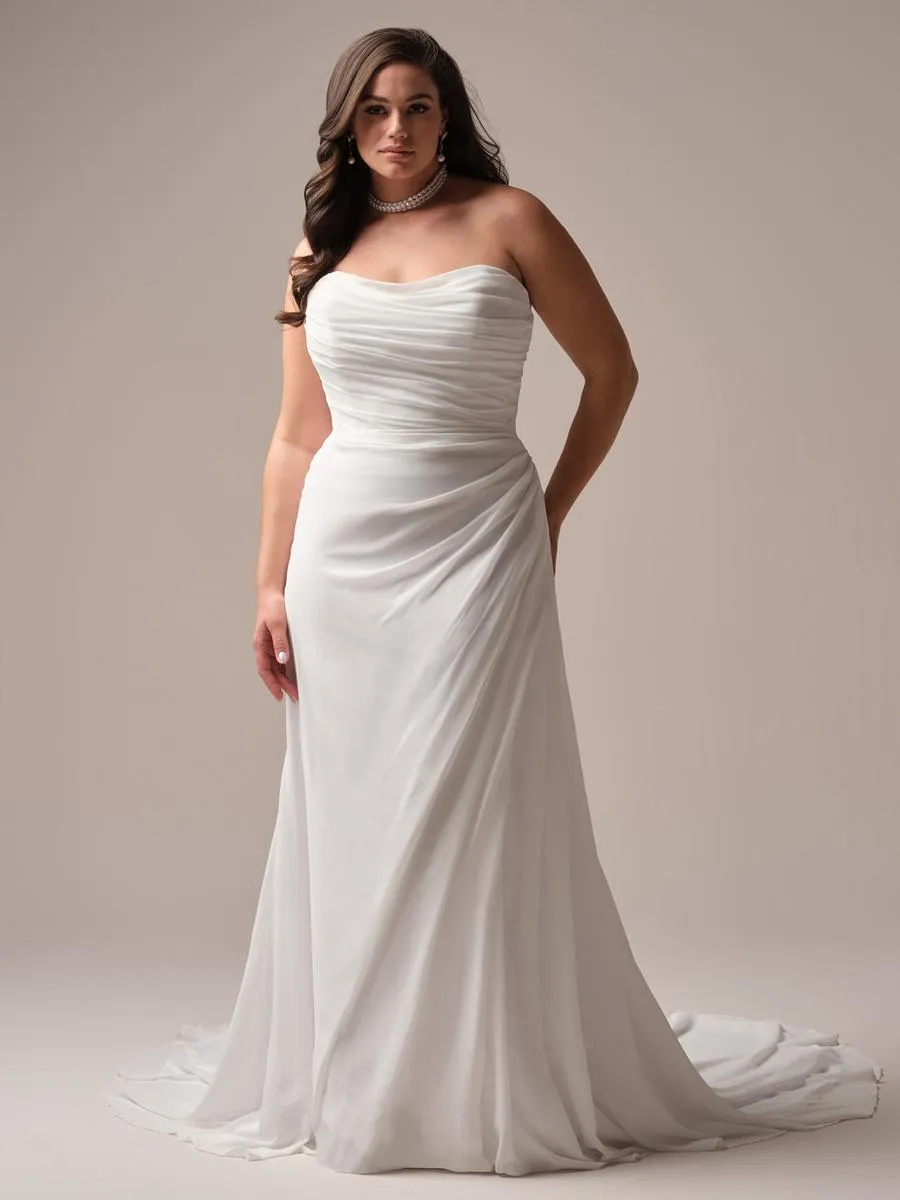 Rebecca Ingram "Francesca" Whimsical Chiffon Strapless Bridal Gown sold by Terry costa product image thumbnail 3
