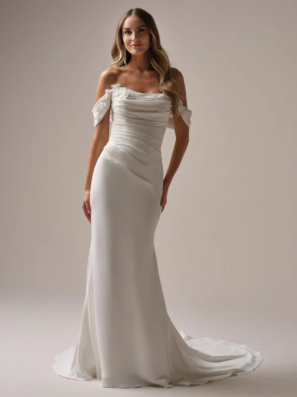 Rebecca Ingram "Fantasia" Strapless Crepe Mermaid Bridal Gown sold by Terry costa