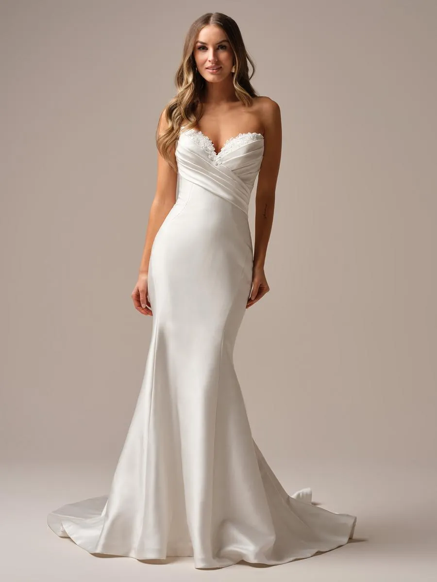 Rebecca Ingram "Cindy" Satin Fit and Flare Bridal Gown sold by Terry costa product image thumbnail 5