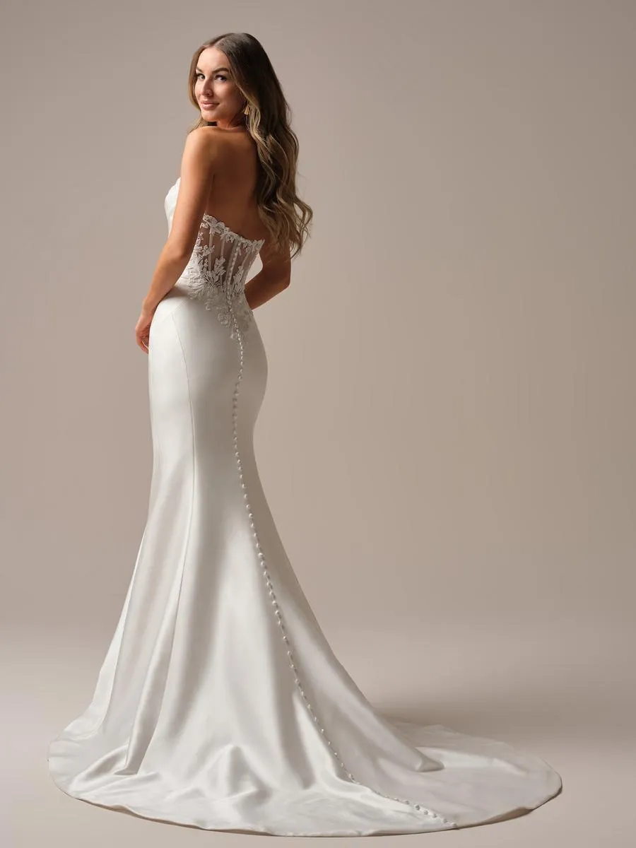 Rebecca Ingram "Cindy" Satin Fit and Flare Bridal Gown sold by Terry costa product image thumbnail 4