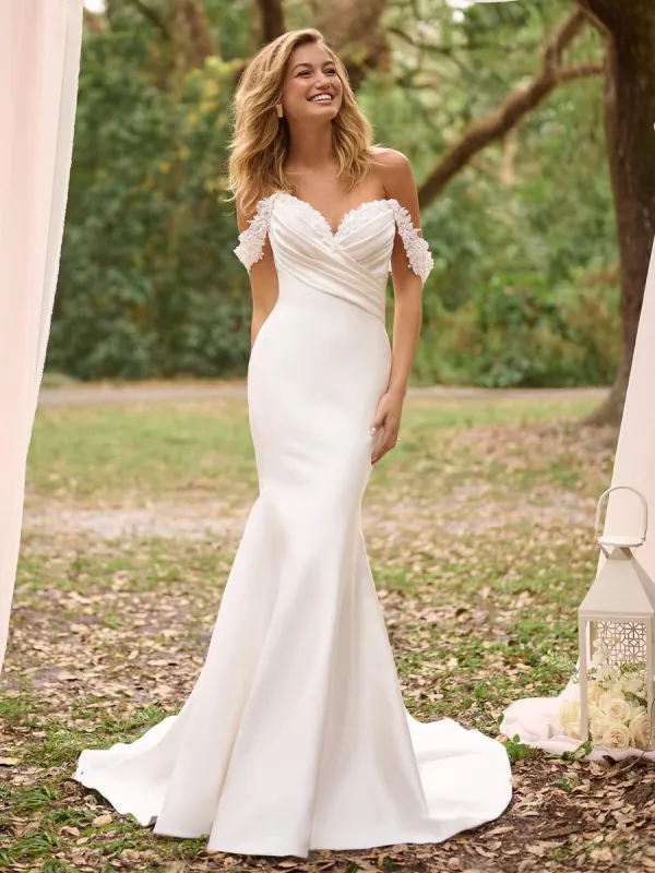 Rebecca Ingram "Cindy" Satin Fit and Flare Bridal Gown sold by Terry costa