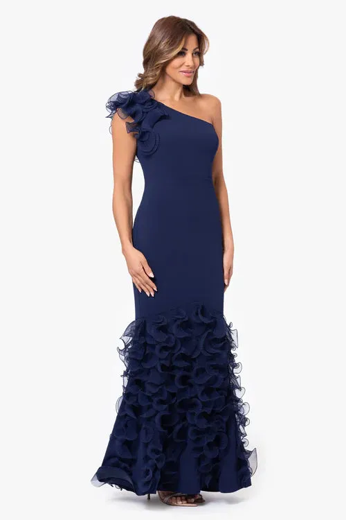 Xscape Evenings "Vivienne" Scuba Ruffle Dress 6178X sold by Terry costa product image thumbnail 4