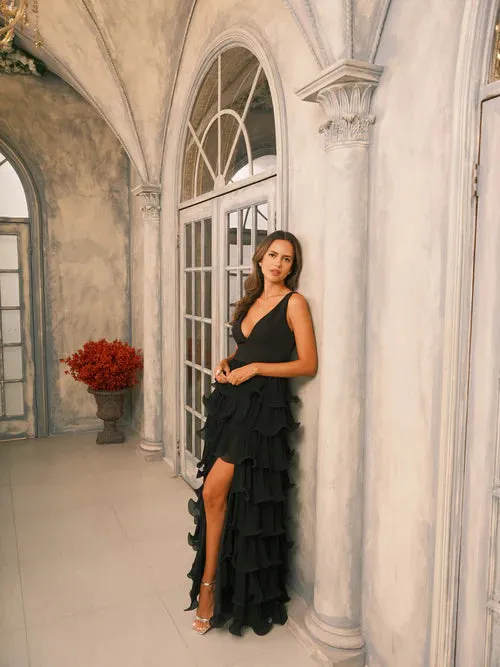 Betsy & Adam "Eleni" Chiffon Tiered Skirt Dress A26956 sold by Terry costa product image thumbnail 2