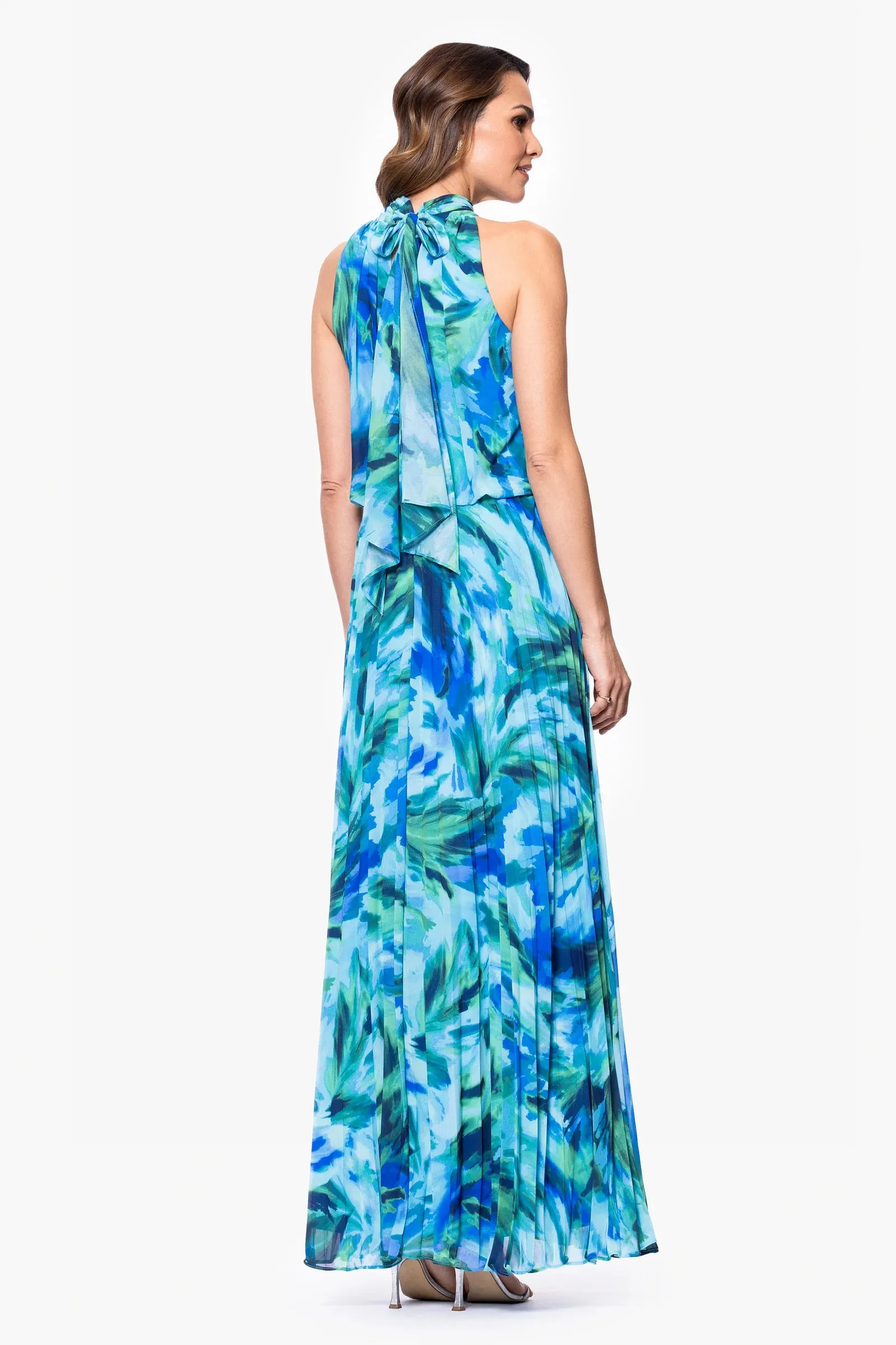 Xscape Evenings "Maeve" Floral Print Chiffon Mock Neck Dress 6876X sold by Terry costa product image thumbnail 3