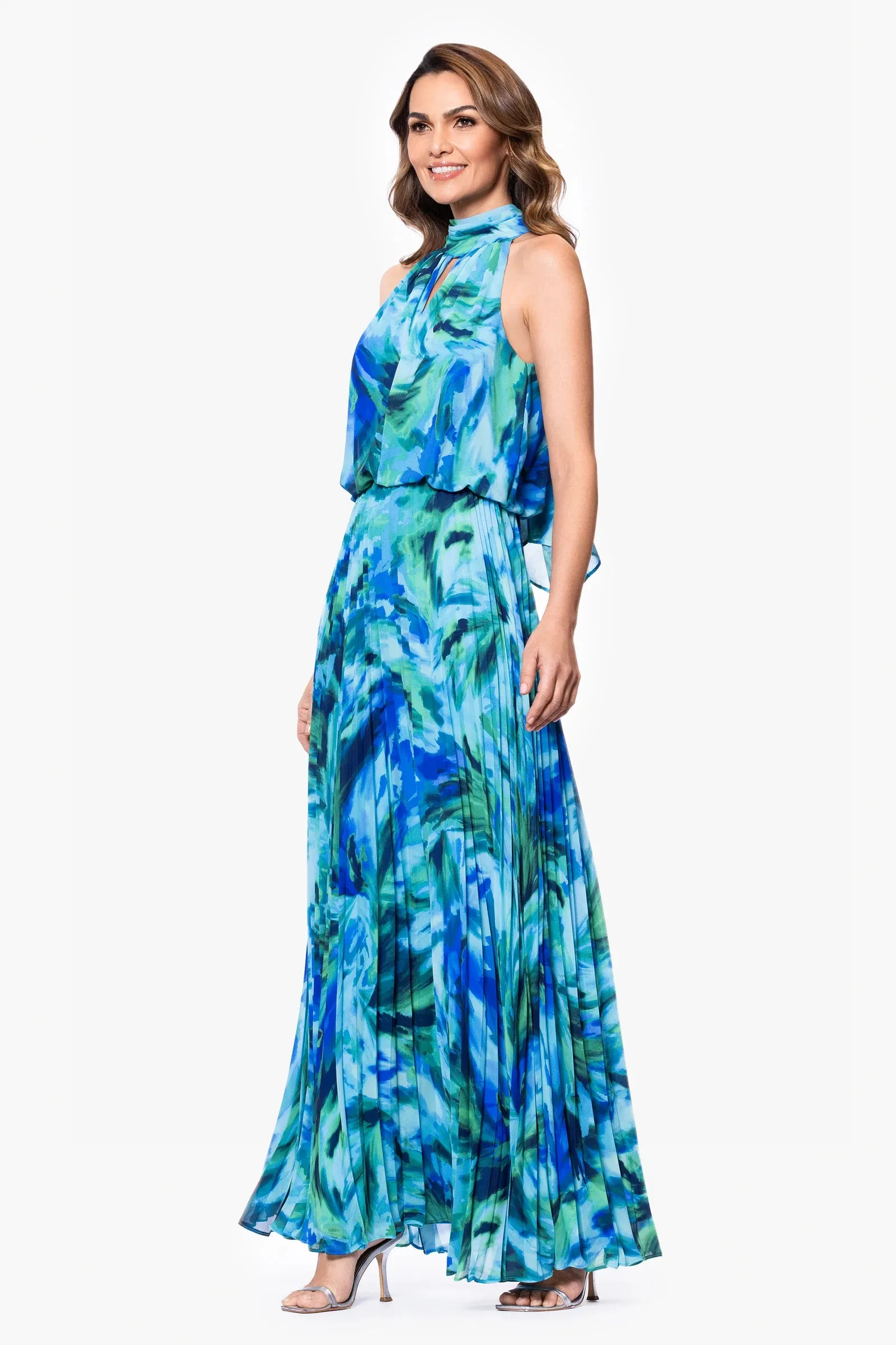 Xscape Evenings "Maeve" Floral Print Chiffon Mock Neck Dress 6876X sold by Terry costa product image thumbnail 4