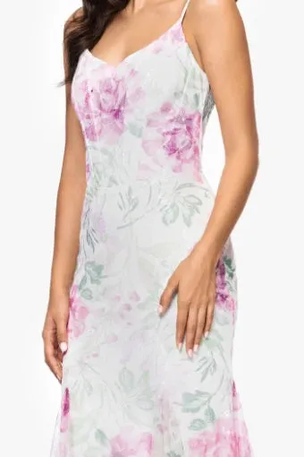 Betsy & Adam "Eve" Printed Floral Sequin Dress A27020 sold by Terry costa product image thumbnail 3