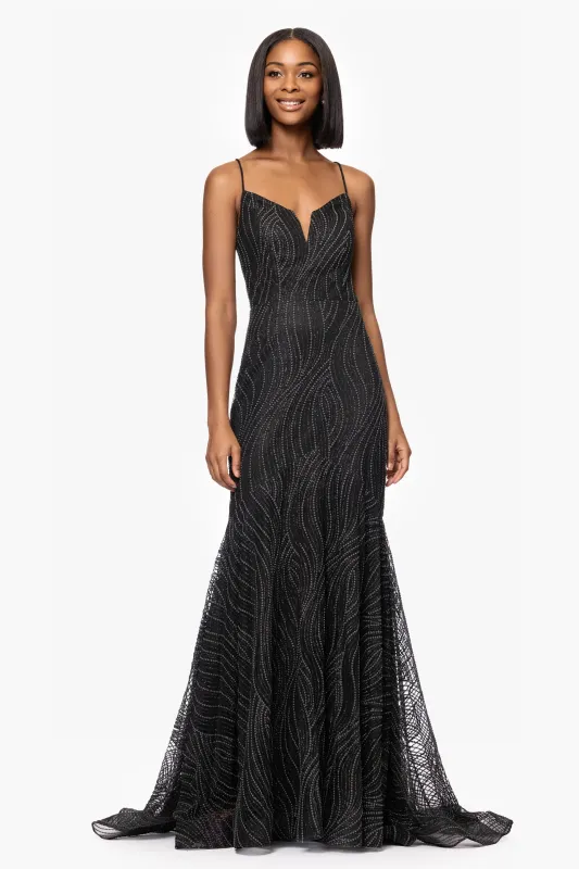 Blondie Nites "Ashlyn" Glitter Trumpet Dress 5491BN sold by Terry costa
