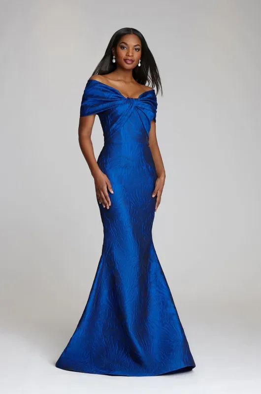 Teri Jon Off the Shoulder Jacquard Evening Dress 206026 sold by Terry costa
