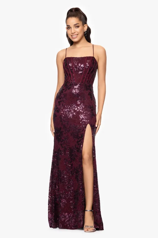 Blondie Nites "Annie" Sequin Lace Dress 5247BN sold by Terry costa