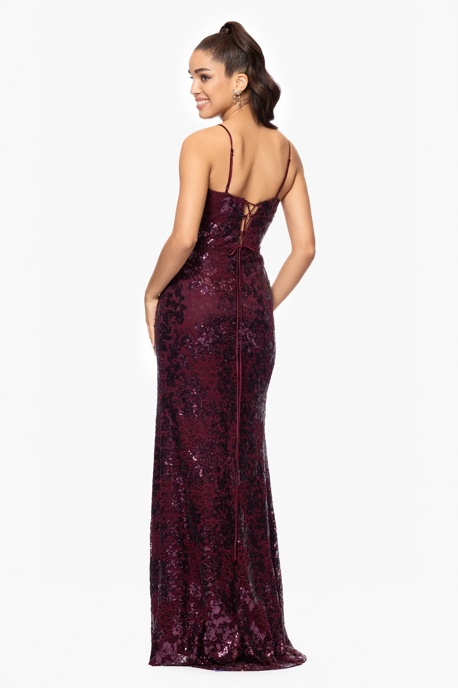 Blondie Nites "Annie" Sequin Lace Dress 5247BN sold by Terry costa product image thumbnail 3