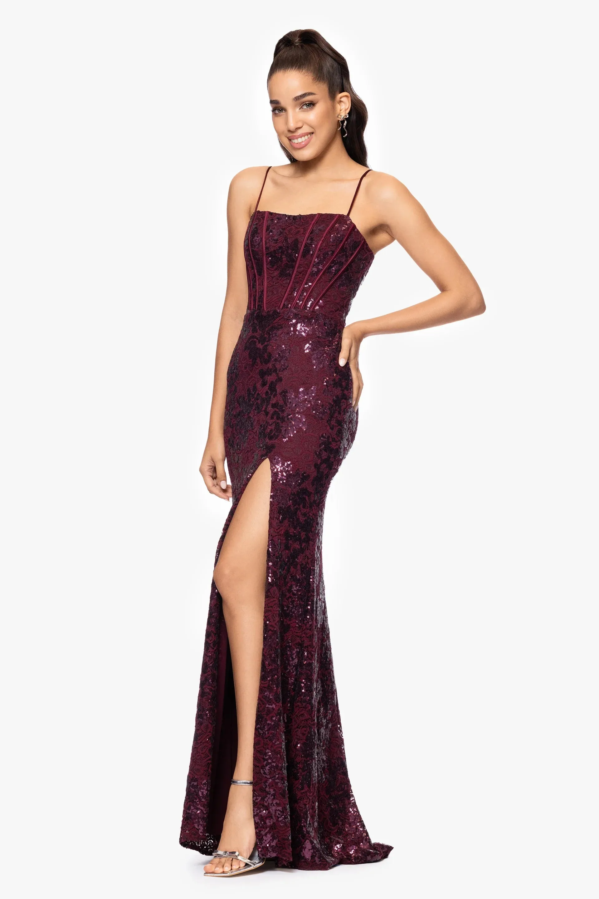 Blondie Nites "Annie" Sequin Lace Dress 5247BN sold by Terry costa product image thumbnail 4