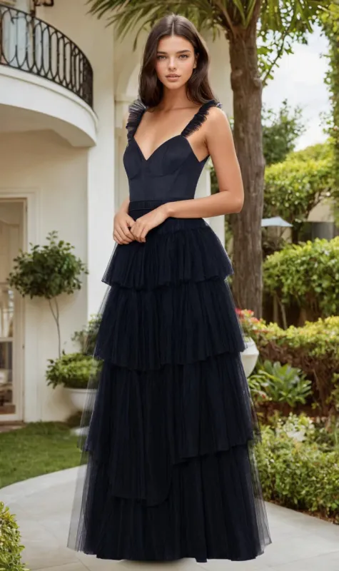 Blondie Nites Tiered Ruffle Prom Dress 4819BN sold by Terry costa