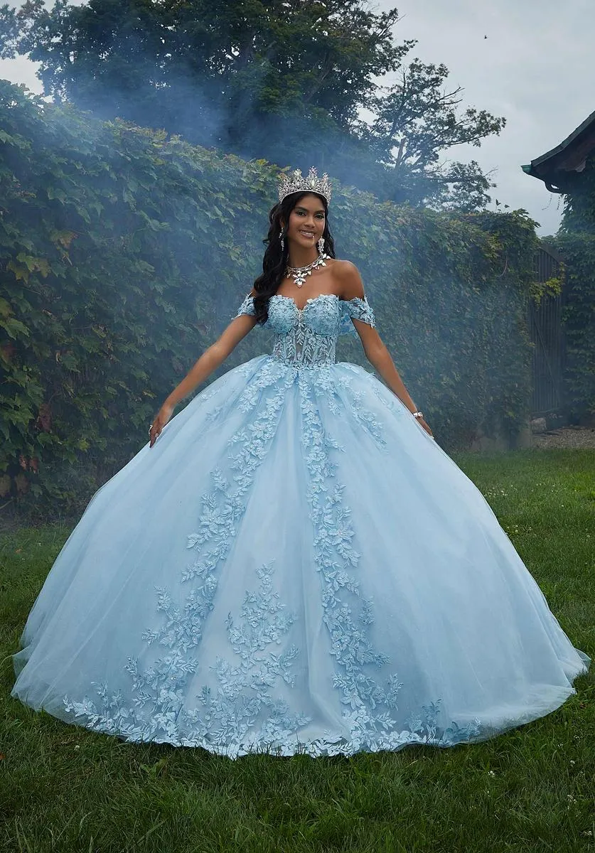 Vizcaya by Morilee Lace Corset Quince Dress 89454 sold by Terry costa product image thumbnail 4