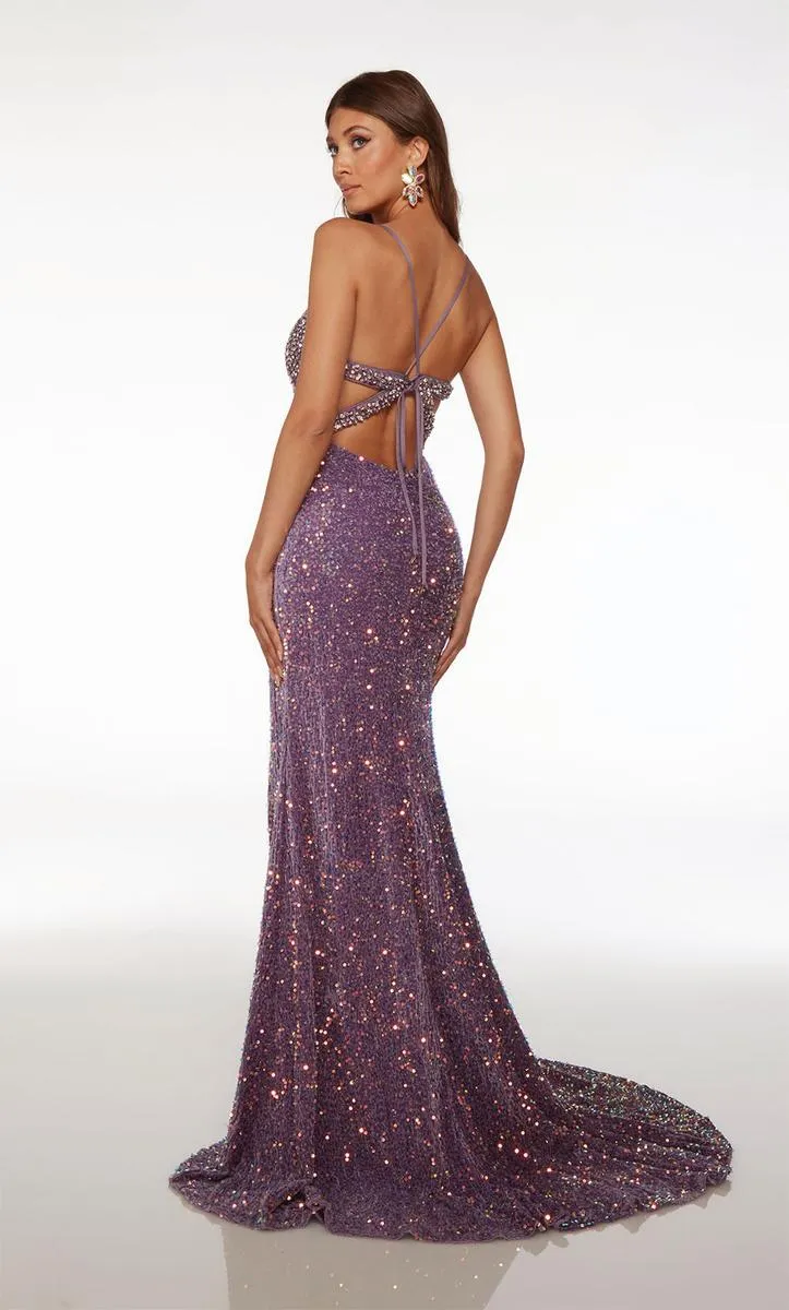 Alyce Velvet Sequin Cut Out Prom Dress 61666 sold by Terry costa product image thumbnail 2