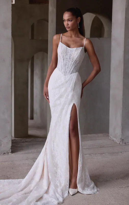 Morilee "Leto" Lace Fit and Flare Bridal Gown with Straps sold by Terry costa