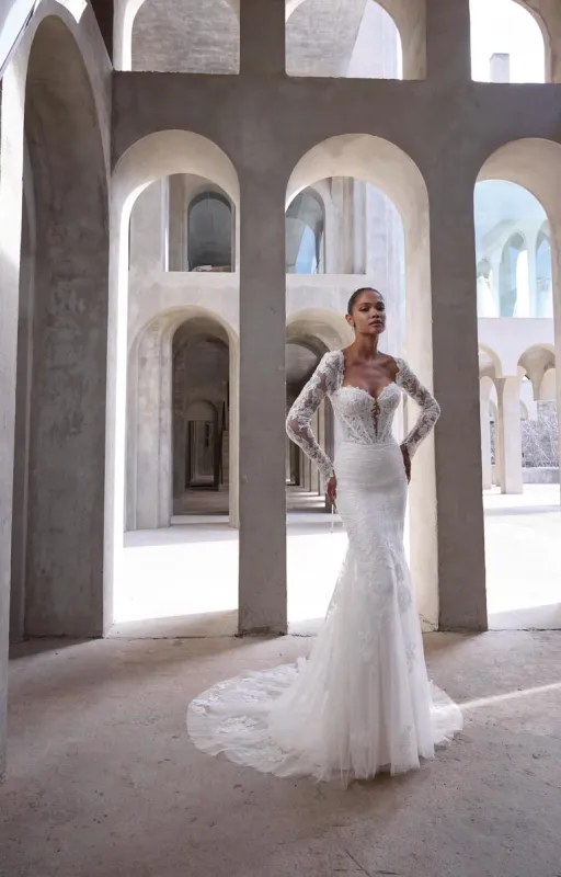 Morilee Bridal "Vasiliki" Lace Fit & Flare Bridal Gown with Sleeves 2940 sold by Terry costa