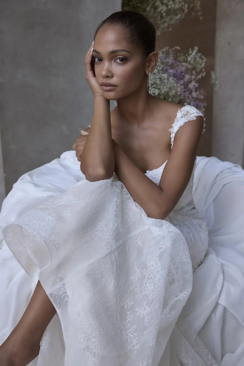 Morilee "Evangeline" Soft Mermaid Lace Bridal Gown with Straps sold by Terry costa product image thumbnail 3