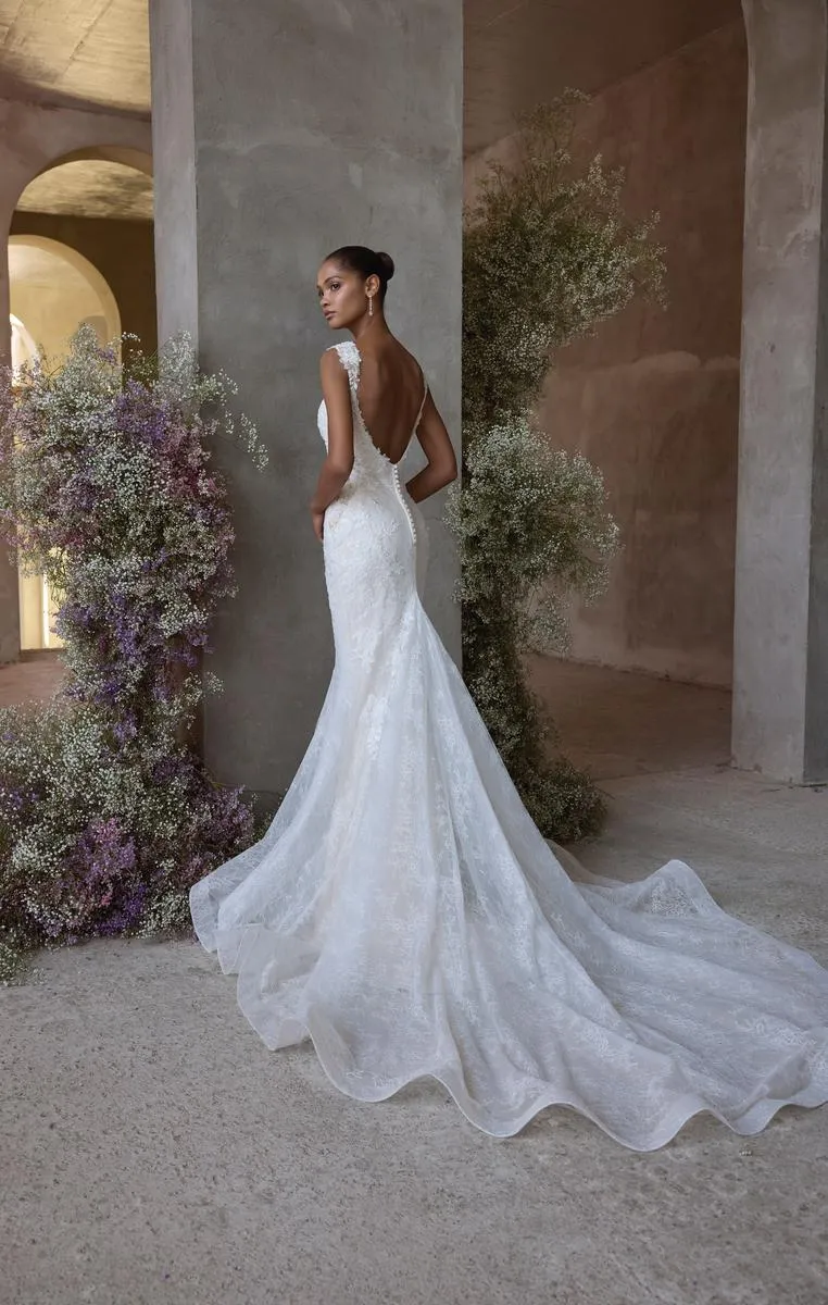 Morilee "Evangeline" Soft Mermaid Lace Bridal Gown with Straps sold by Terry costa product image thumbnail 2