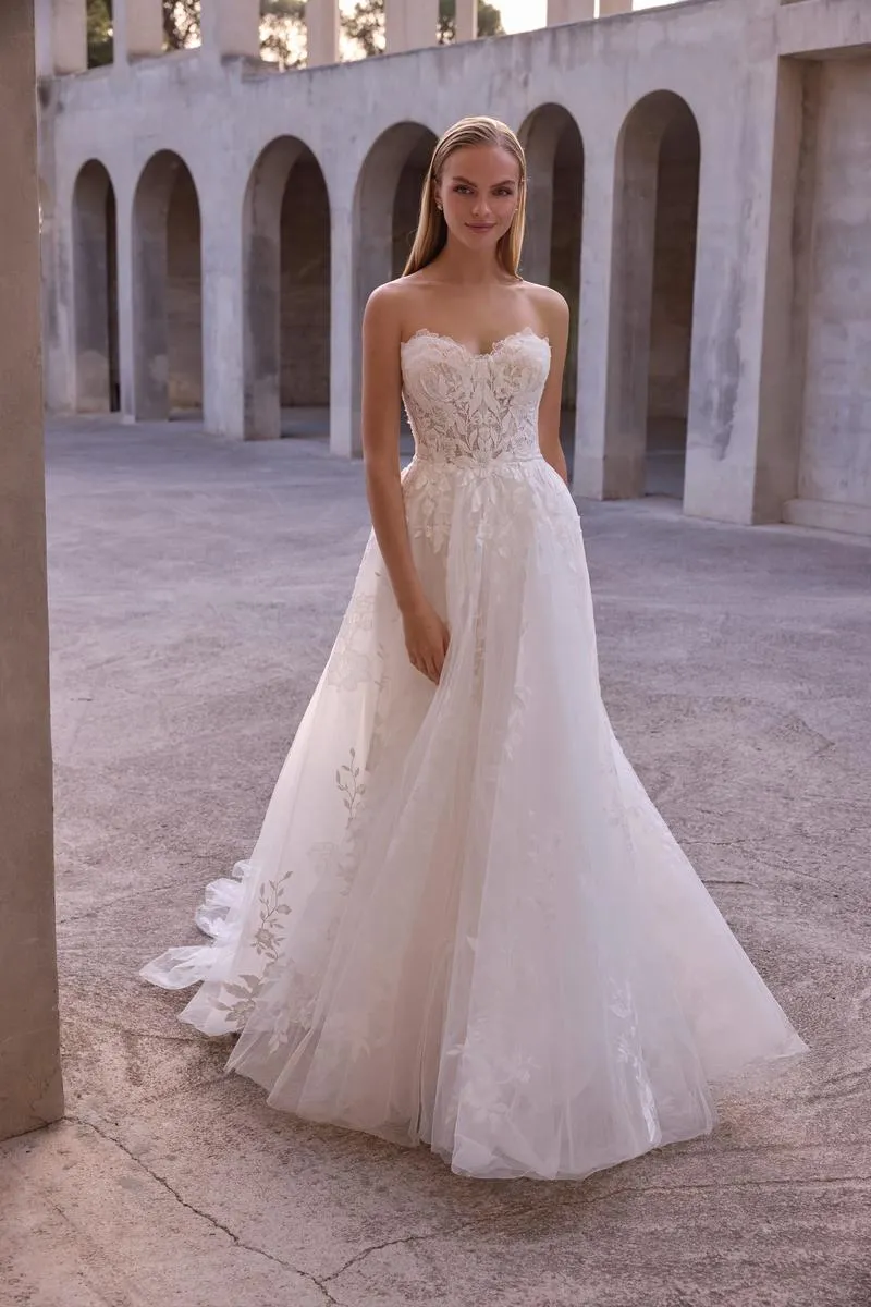 Morilee "Cordia" Chantilly Lace Strapless Ballgown sold by Terry costa product image thumbnail 3