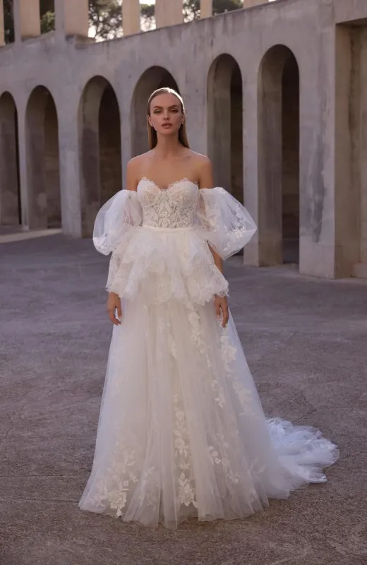 Morilee "Cordia" Chantilly Lace Strapless Ballgown sold by Terry costa