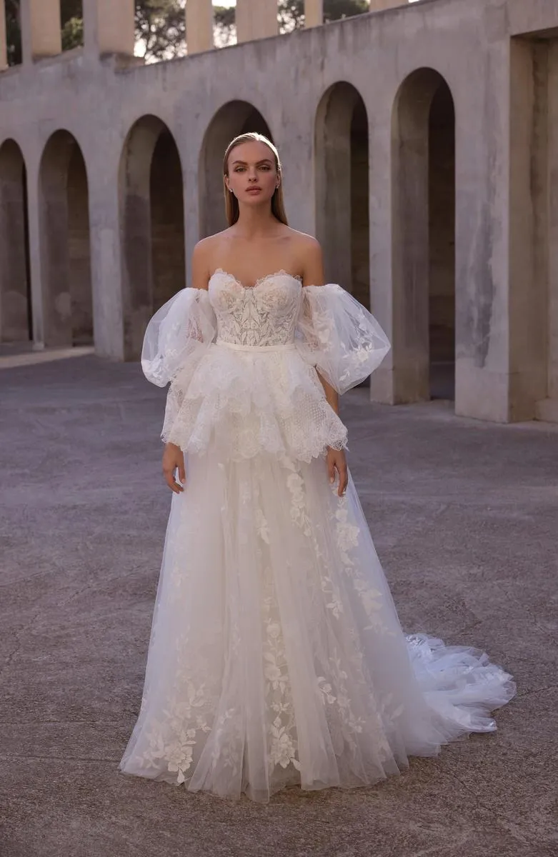 Morilee "Cordia" Chantilly Lace Strapless Ballgown sold by Terry costa