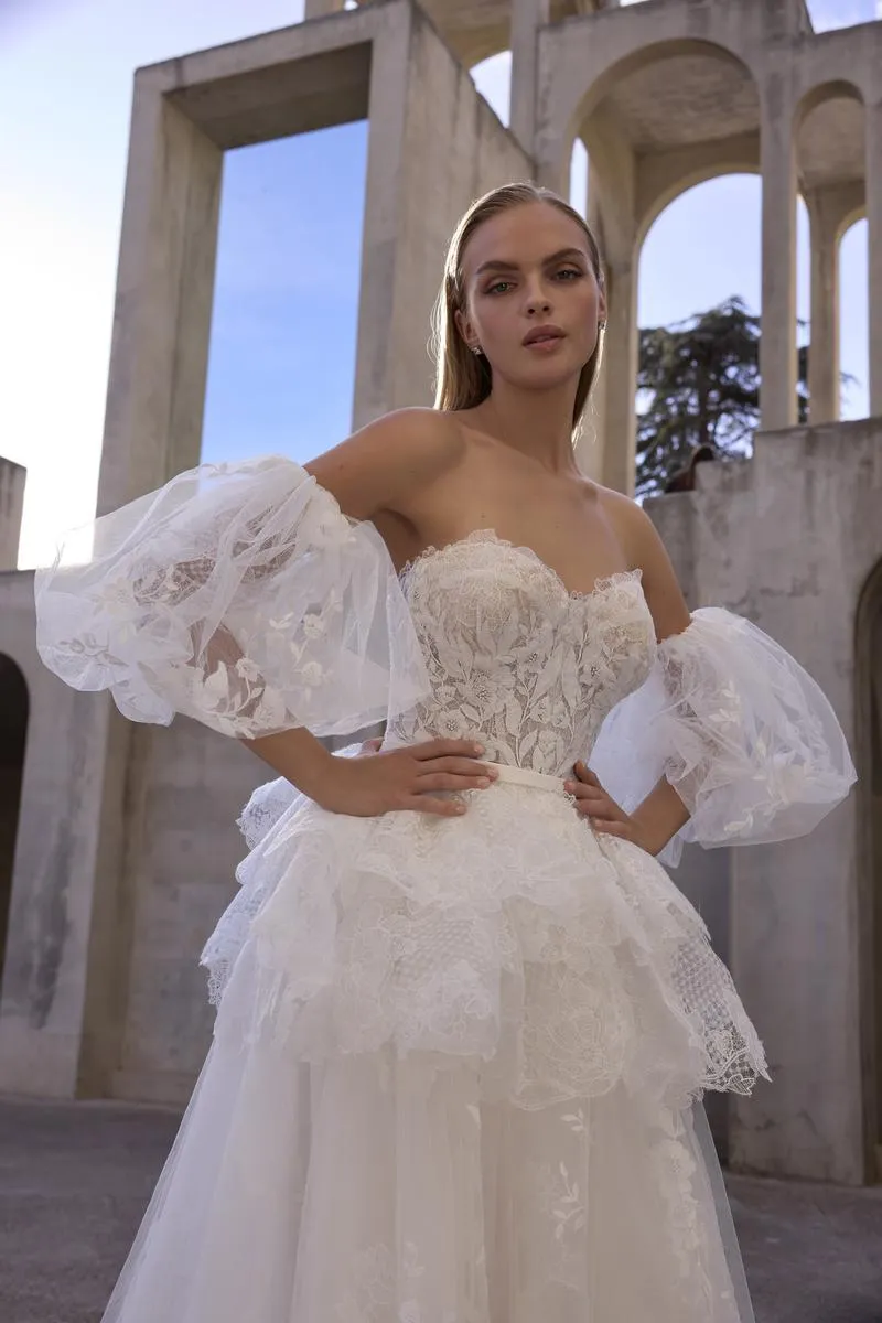 Morilee "Cordia" Chantilly Lace Strapless Ballgown sold by Terry costa product image thumbnail 5