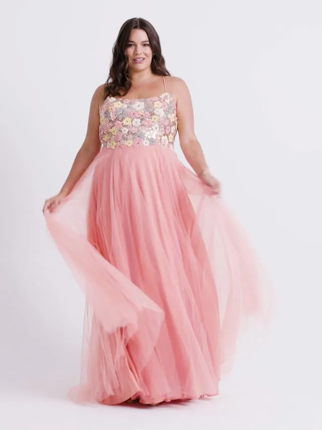 Faviana Floral A-Line Plus Size Prom Dress 9557 sold by Terry costa product image thumbnail 5