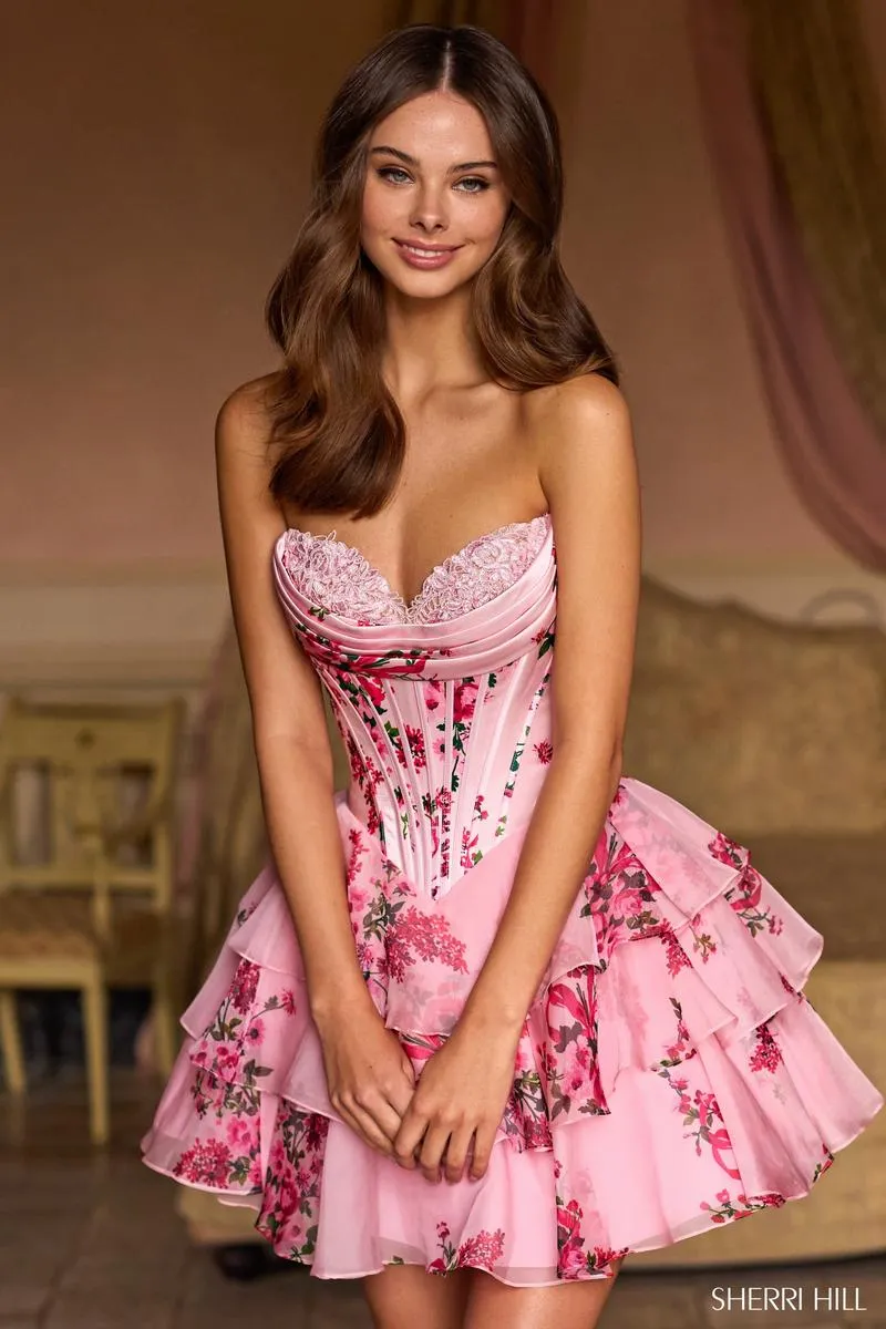 Sherri Hill Ruffle Corset HoCo Dress 57296 sold by Terry costa