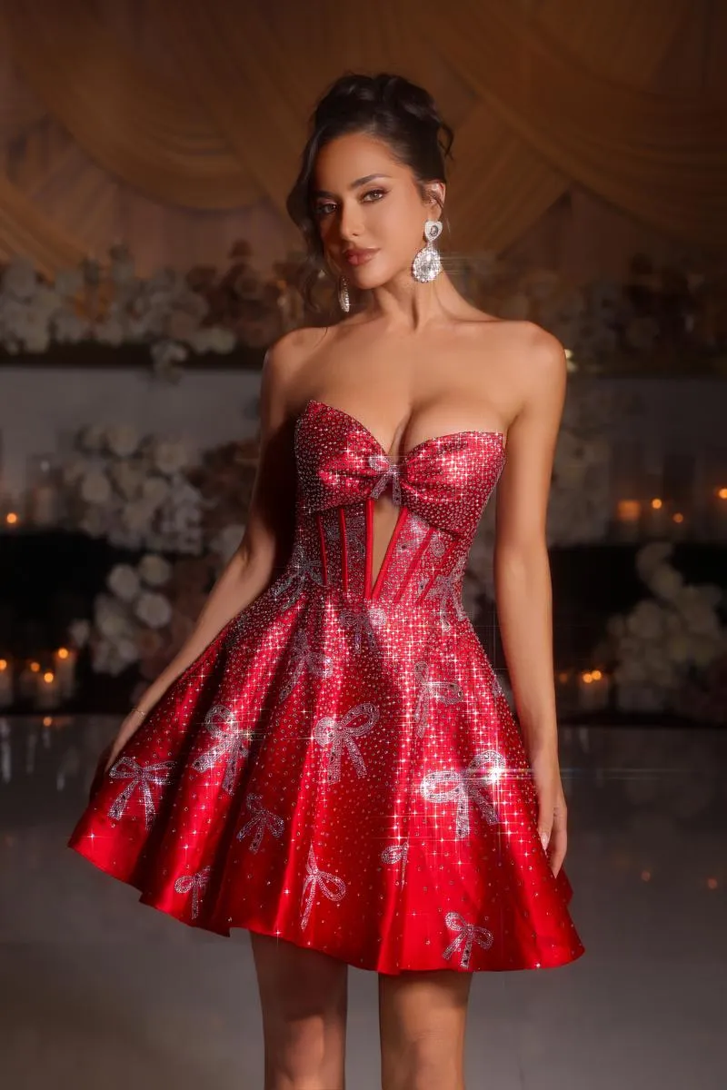 Portia and Scarlett A-Line Heat Stone Bow HoCo Dress PS25785 sold by Terry costa