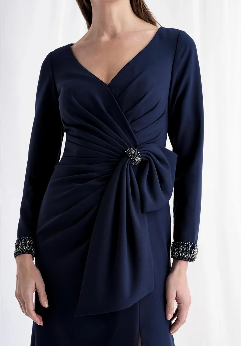 MGNY Long Sleeve Side Ruched Evening Dress 73172 sold by Terry costa product image thumbnail 5