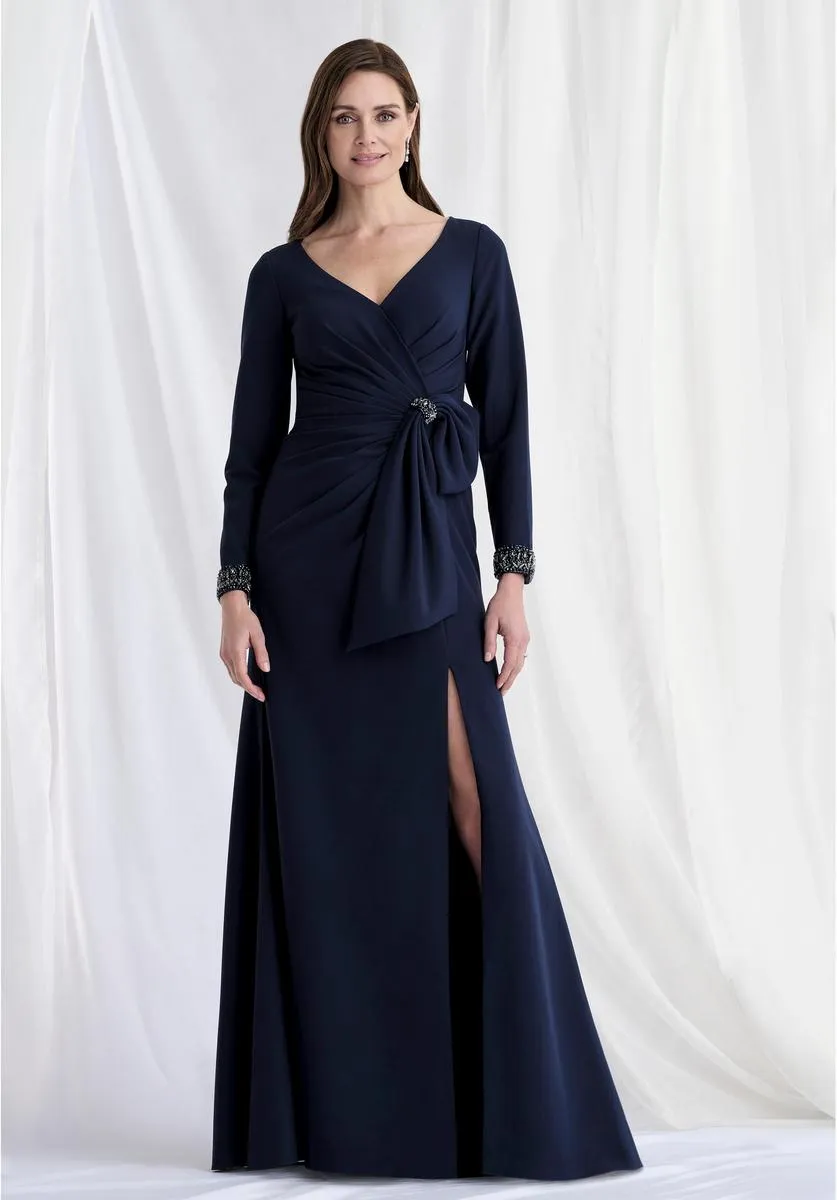 MGNY Long Sleeve Side Ruched Evening Dress 73172 sold by Terry costa