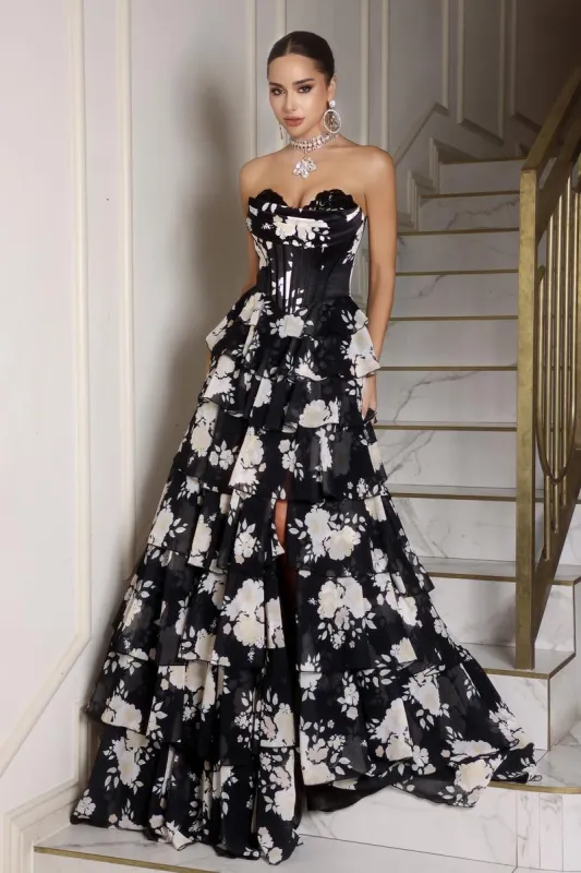 Portia & Scarlett A-Line Floral Print Prom Dress PS25960 sold by Terry costa