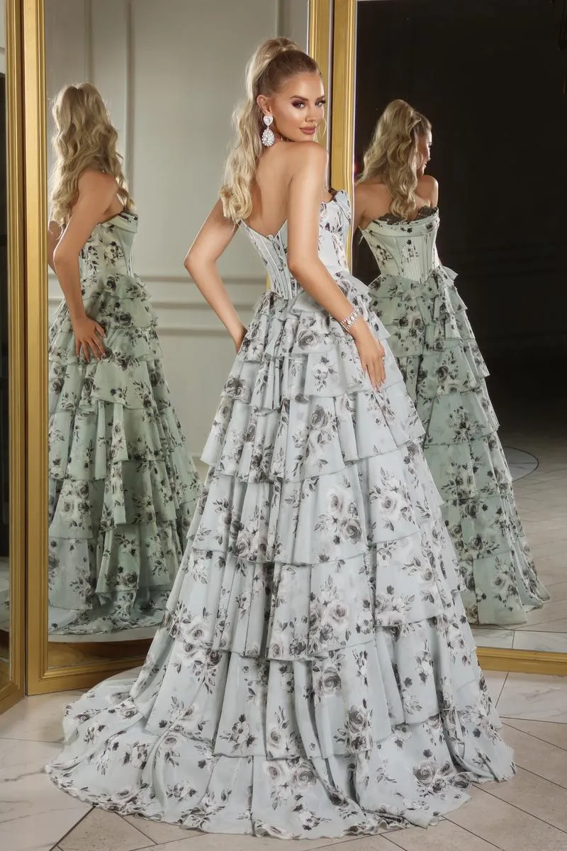 Portia & Scarlett A-Line Floral Print Prom Dress PS25960 sold by Terry costa product image thumbnail 4