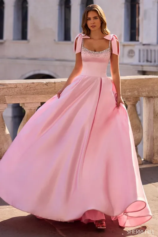 Sherri Hill Bow Satin Ballgown Dress 57574 sold by Terry costa