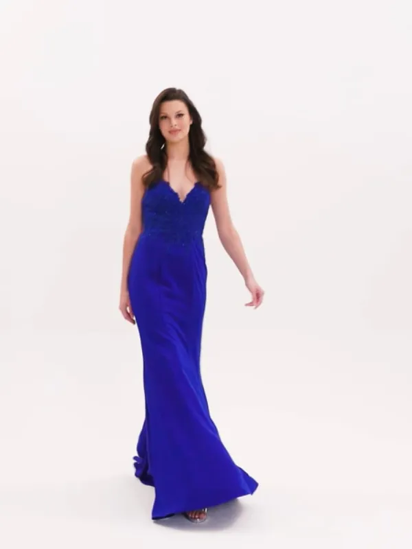 Faviana Long Stretch Satin Prom Dress S10821 made by Faviana