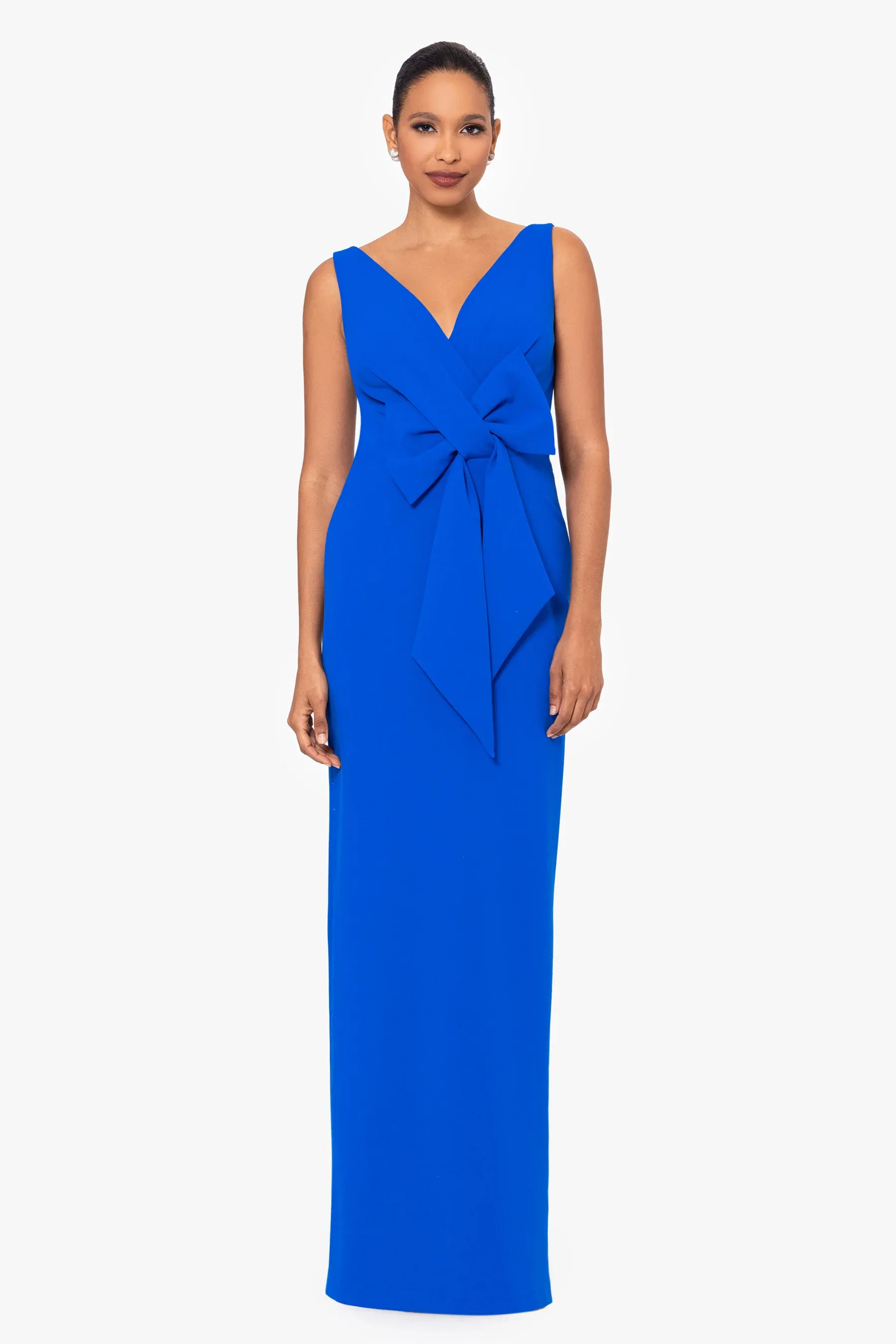 Betsy and Adam "Sam" Scuba Bow Maxi Dress A26475 sold by Terry costa