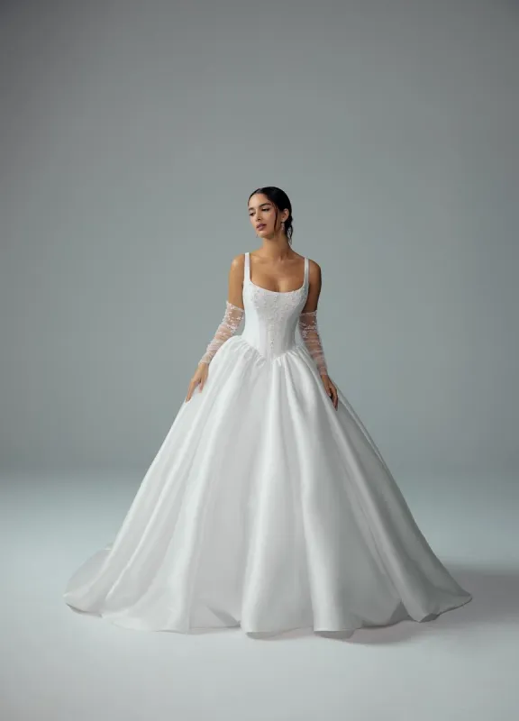 Sophia Tolli "Maribel" Classic Basque Waist Bridal Gown sold by Terry costa