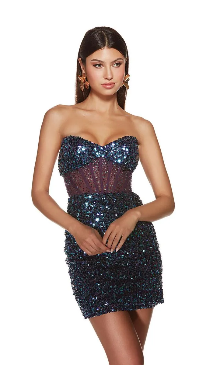 Alyce Paris Illusion Corset Homecoming Dress 4908 sold by Terry costa