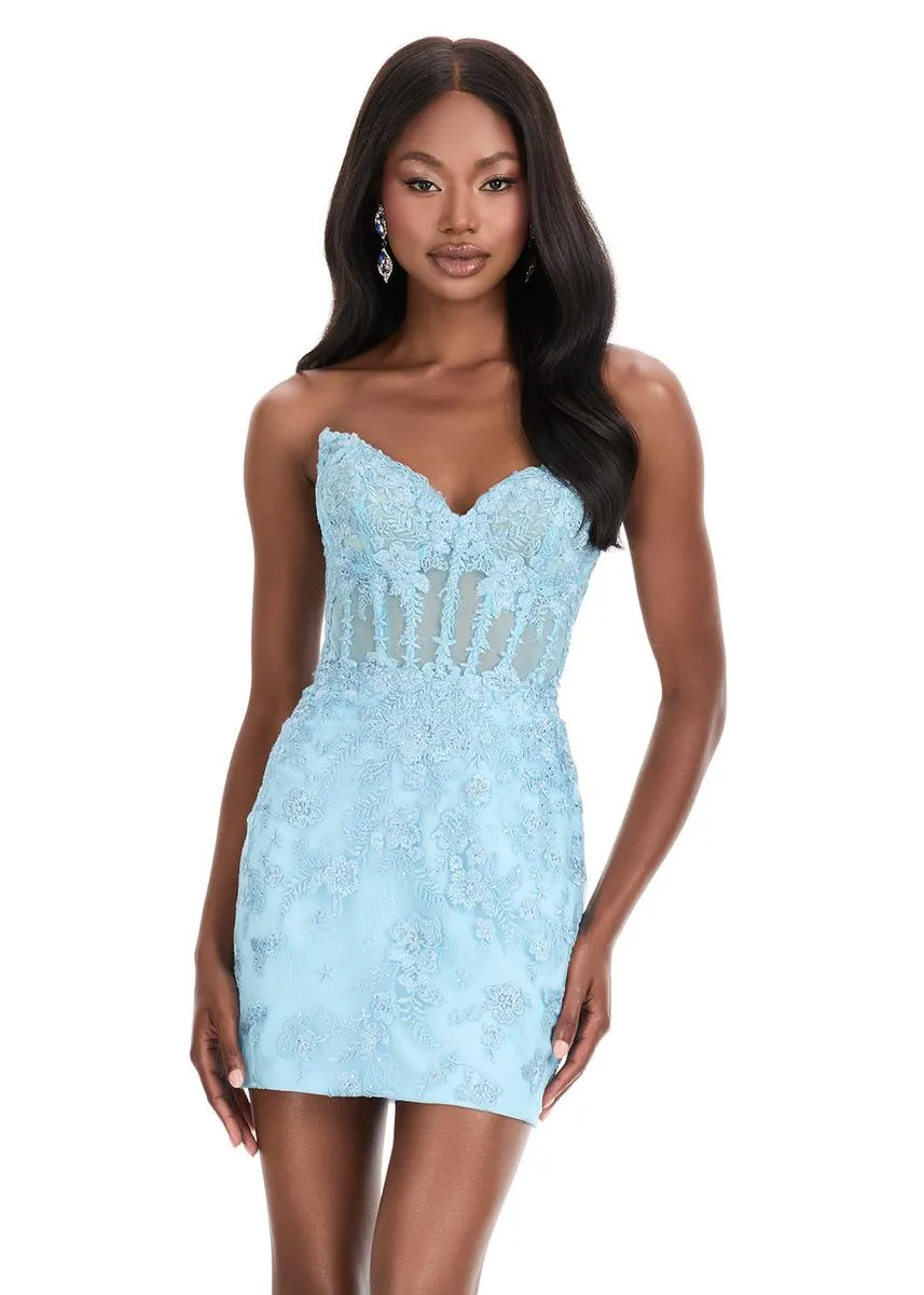 ASHLEYlauren Illusion Lace HoCo Dress 4849 sold by Terry costa