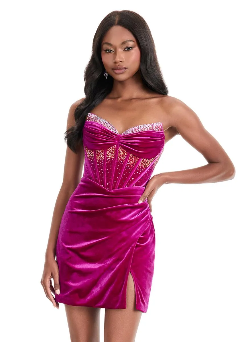 ASHLEYlauren Velvet Corset HoCo Dress 4865 sold by Terry costa