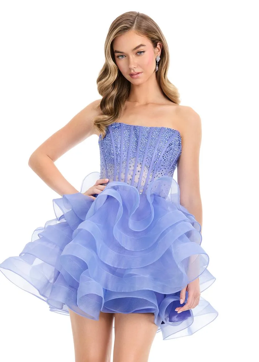 ASHLEYlauren Strapless Voluminous Ruffle Skirt Dress 4883 sold by Terry costa