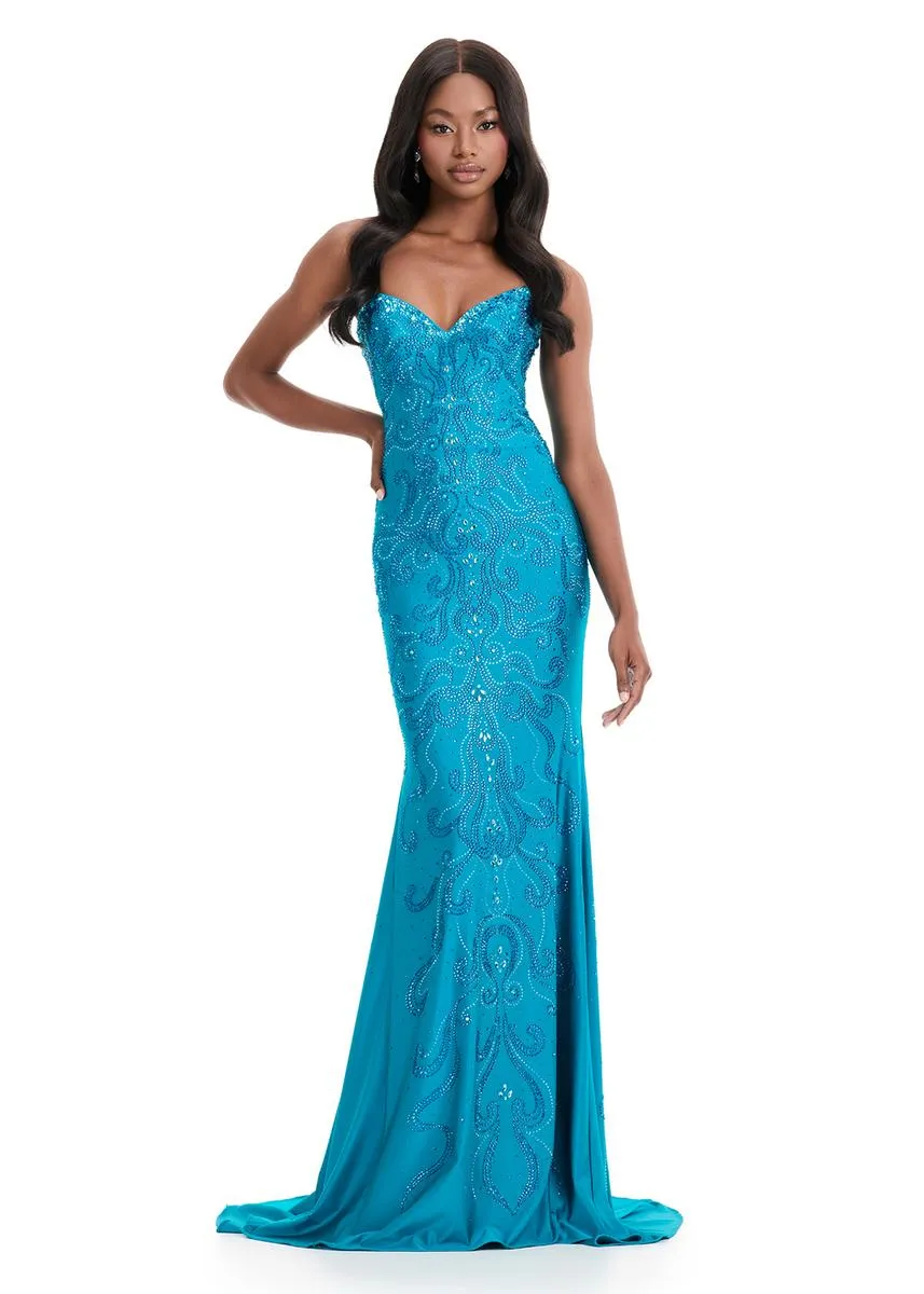 ASHLEYlauren Elegant Heat Stone Prom Dress 12074 sold by Terry costa