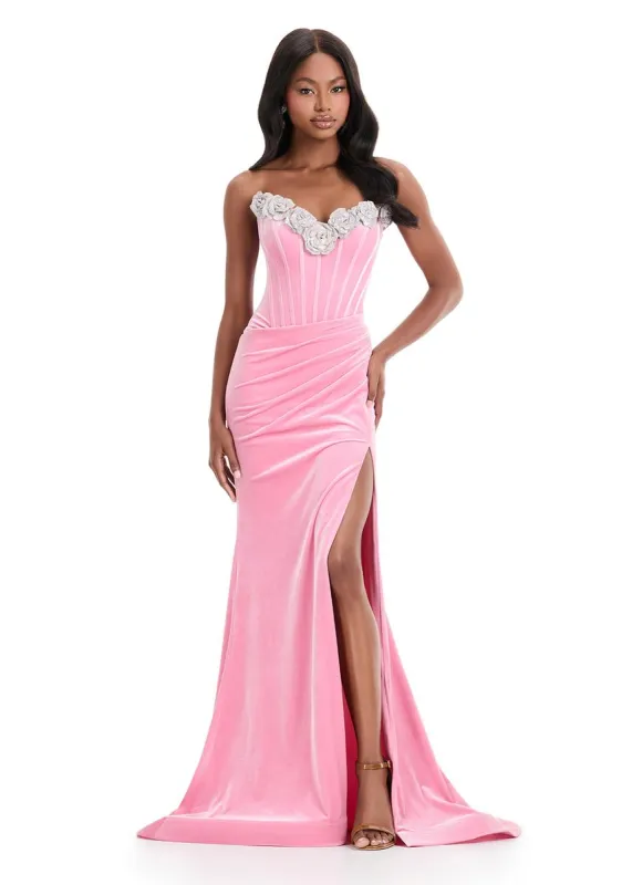 ASHLEYlauren Velvet Corset Prom Dress 12078 sold by Terry costa