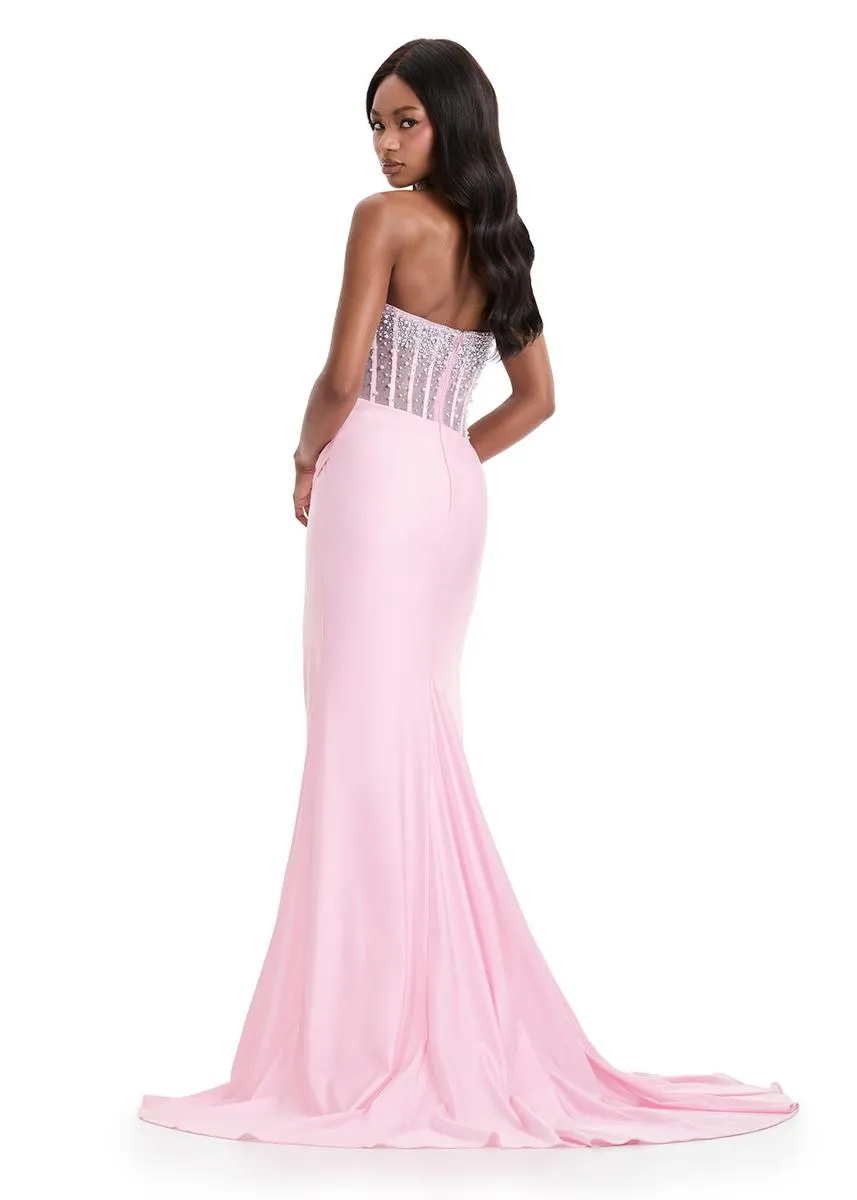 ASHLEYlauren Illusion Corset Prom Dress 12087 sold by Terry costa product image thumbnail 2
