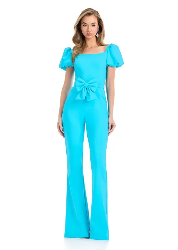 ASHLEYlauren Bow Cap sleeve Jumpsuit 12089 sold by Terry costa