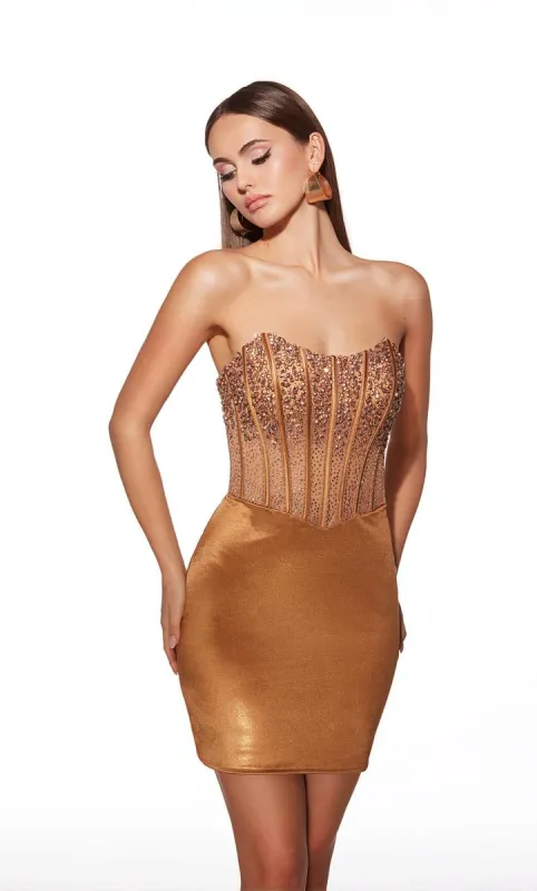 Alyce Paris Strapless Beaded Short Dress 40122 sold by Terry costa