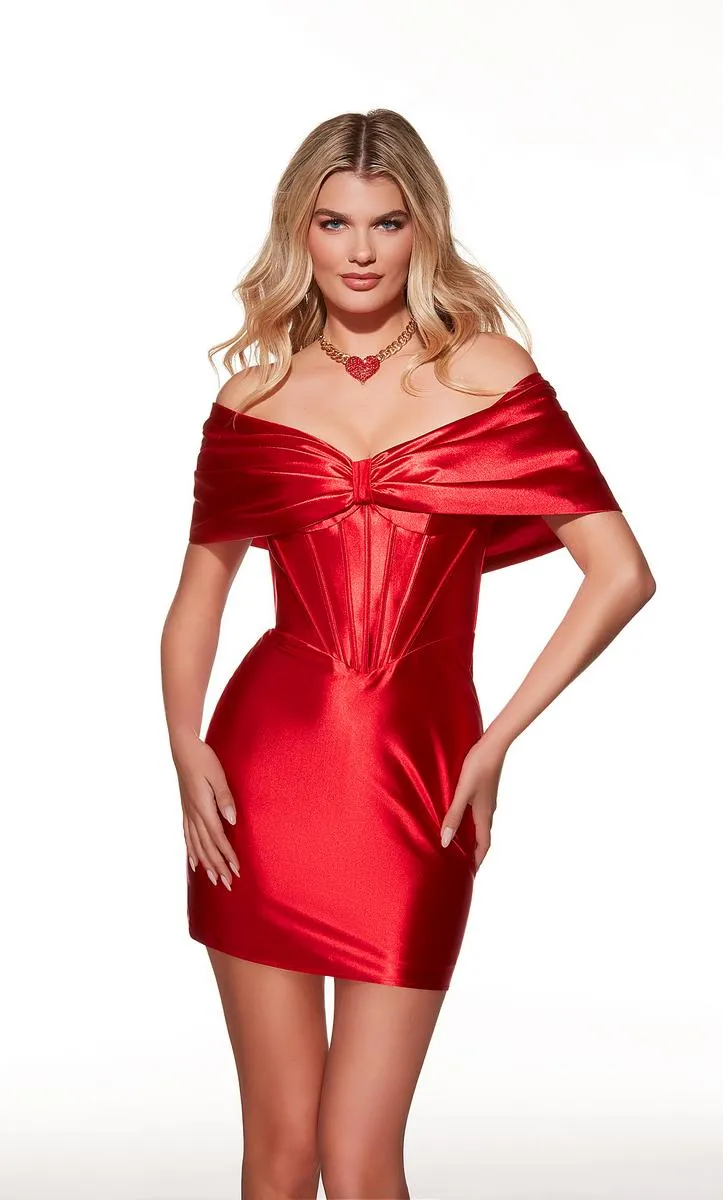 Alyce Paris Off Shoulder Bow Mini Dress 40110 sold by Terry costa product image thumbnail 3