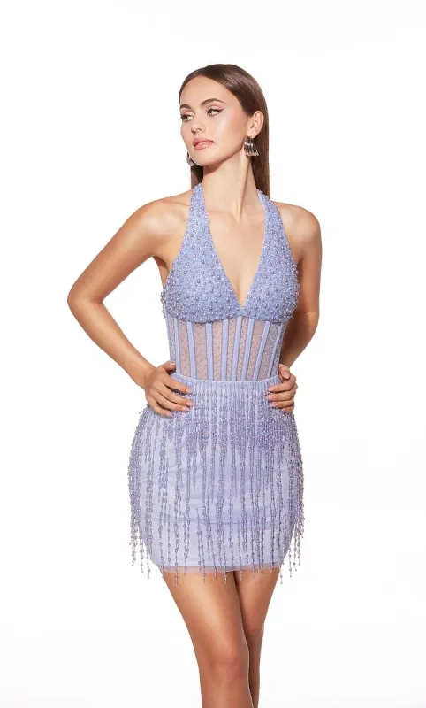 Alyce Paris Beaded Halter w/ Fringe Skirt HoCo Dress 40043 sold by Terry costa